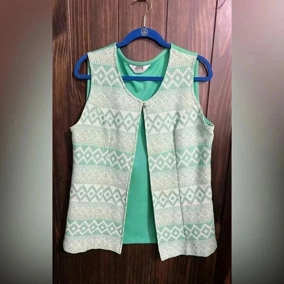 Vintage 70s Mint Montgomery Ward Polyester Vest-Size:16-Cottage Core/Granny - Picture 4 of 7